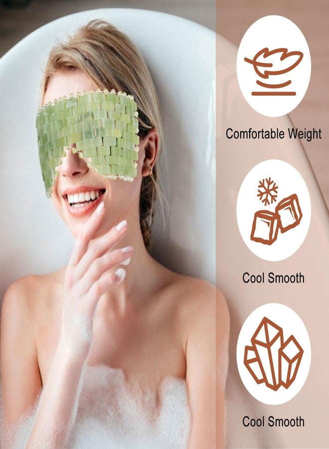 LazyGa 2Pcs Jade Eye Mask & 5 Pieces Facial Fan Mask Brush, Jade Facial Cooling Mask and Brushes Tools Kit for Mud Cream Home Spa/Travel - Relieve Puffiness, Anti-Aging Beauty Supplies - Image 5